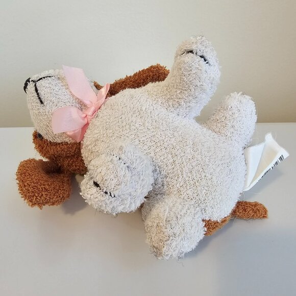 Walmart Terry Cloth Beagle Dog Plush Stuffed Animal Brown Beige Pink Bow 6" - Picture 6 of 7